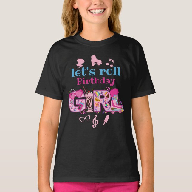 Roller Skating Birthday Girl  T-Shirt (Front)