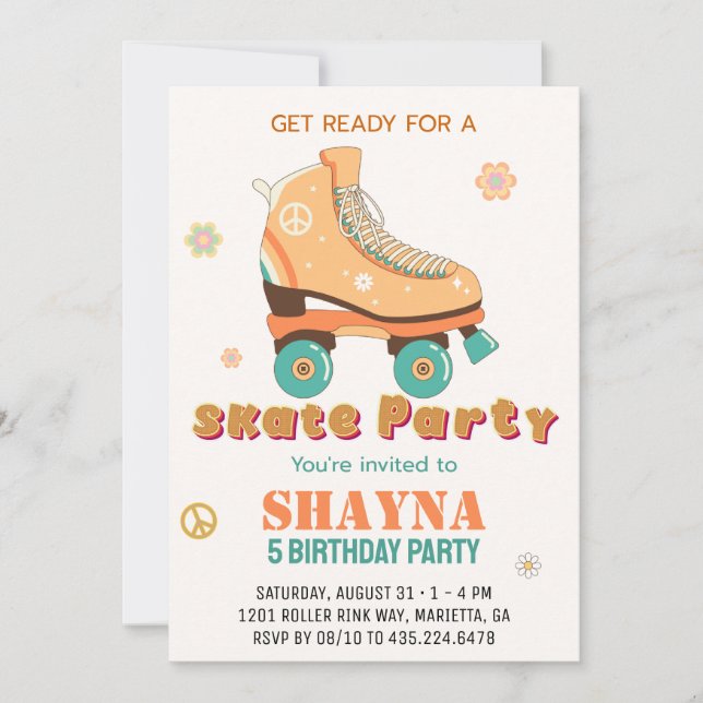 Roller Skating Birthday Invitation (Front)