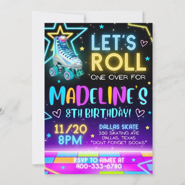Roller Skating Birthday Invitation (Front)