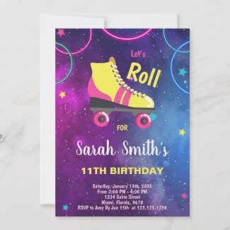 Roller Skating Birthday Invitation, Skate Invite