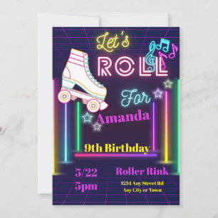 Roller Skating Birthday Invitation, Skate Party Invitation