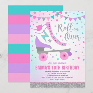 Roller Skating Birthday Invitation Skating Party