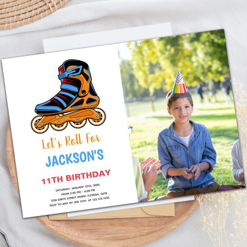 Roller Skating Birthday Invitations with photo