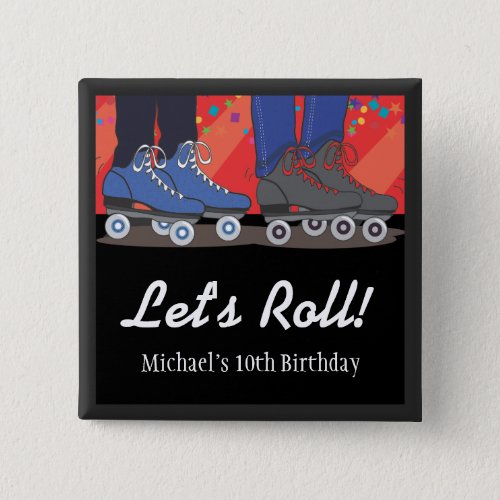 Roller Skating Birthday Party Favor for Boys Pinback Button