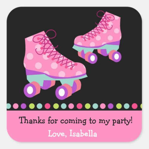 Roller Skating Birthday Party Favor Stickers Label