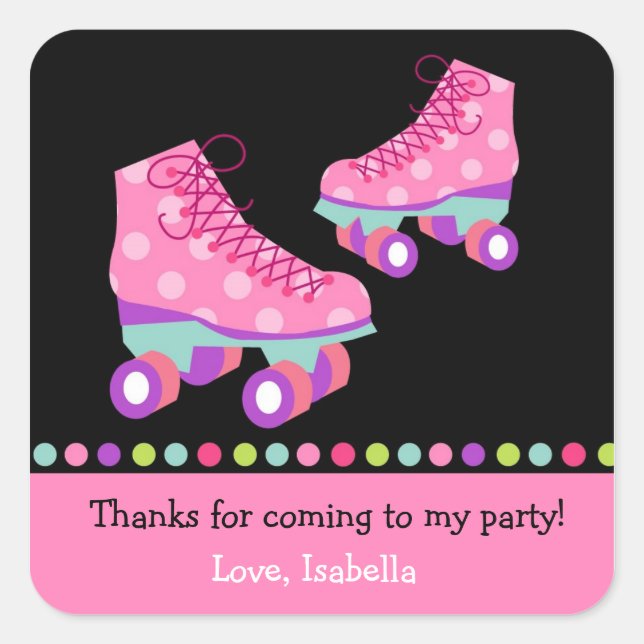 Roller Skating Birthday Party Favor Stickers Label (Front)