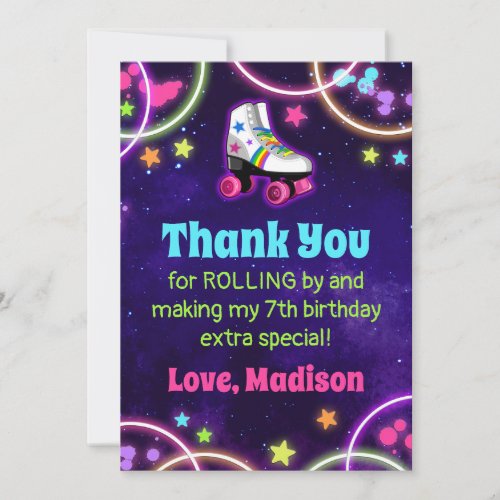 Roller Skating Birthday Party Flat Thank You Cards