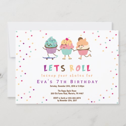 Roller skating birthday party invitation