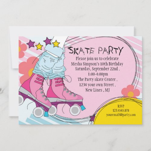 Roller Skating birthday party invitation