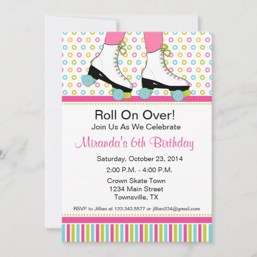 Roller Skating Birthday Party Invitation