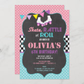 Roller Skating Birthday party invitation (Front/Back)