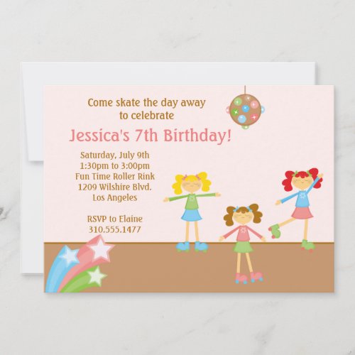 Roller Skating Birthday Party Invitation