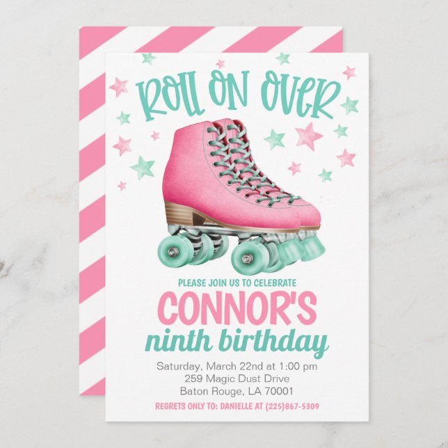 Roller Skating Birthday Party Invitation (Front/Back)