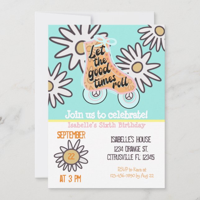 Roller Skating Birthday Party Invitation (Front)