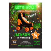 Roller Skating Birthday Party Invitation / Neon