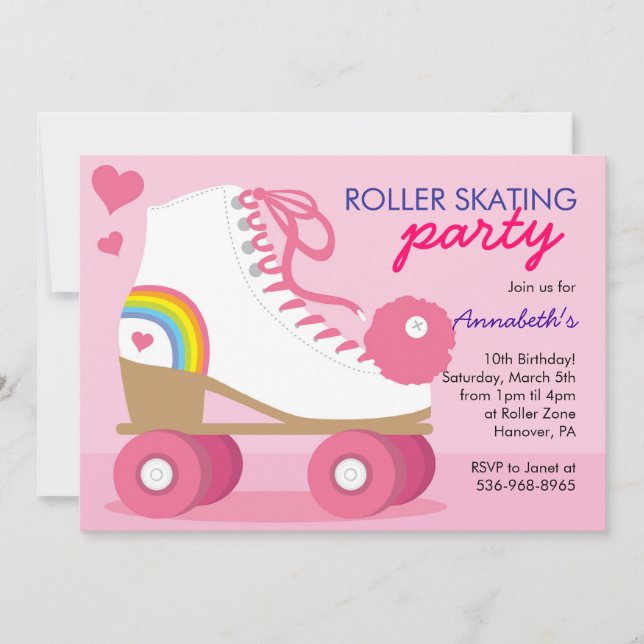 Roller Skating Birthday Party Invitations (Front)