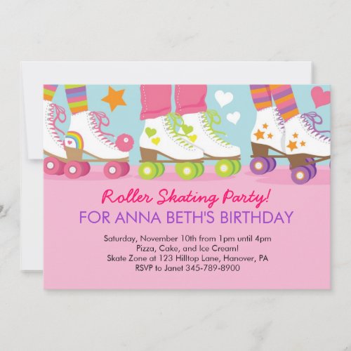 Roller Skating birthday party invitations