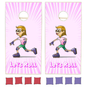 Roller Skating Birthday Party Pink Cornhole Set
