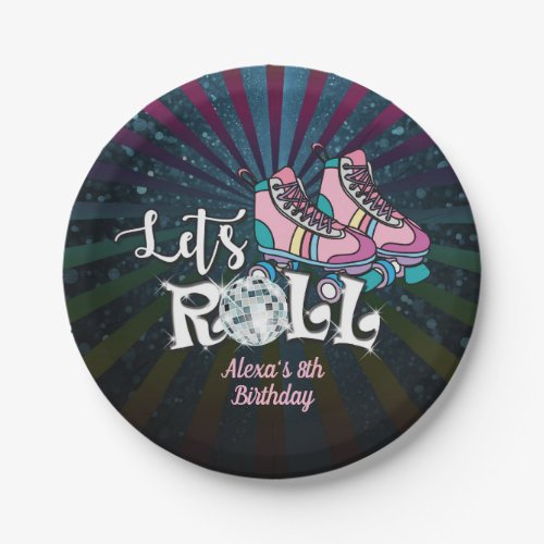 Roller Skating Birthday Party Plate _ Custom