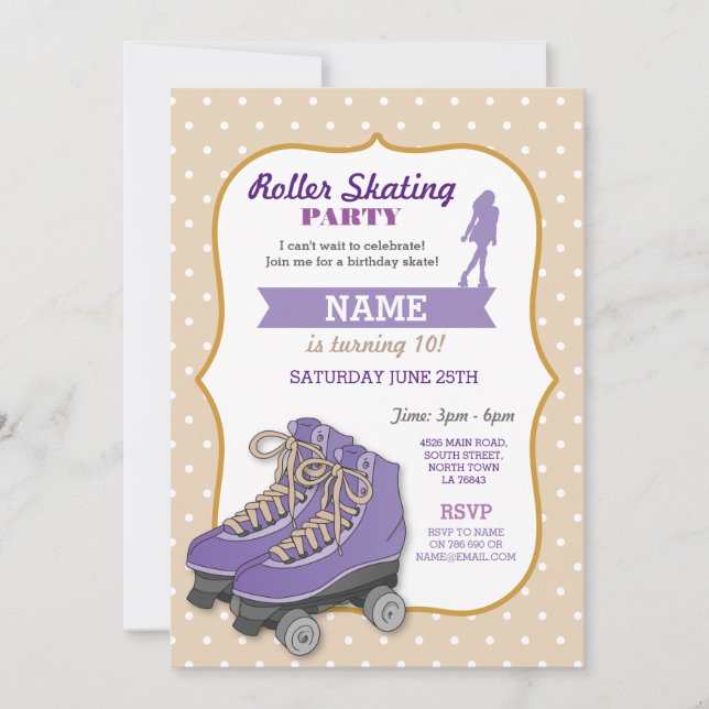 Roller Skating Birthday Party Roller Skate Invite (Front)