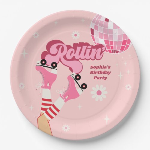 Roller Skating Birthday Party Round Paper Plates