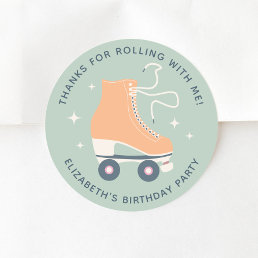 Roller Skating Birthday Party Thank You Classic Round Sticker