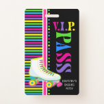 Roller Skating Birthday Party Vip Pass Glow Party Badge at Zazzle