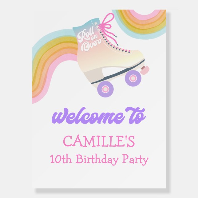 Roller Skating Birthday Party Welcome Foam Board (Front)