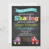 Roller Skating Boy Girl Birthday Party Invitation (Front)