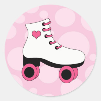 Roller Skating Bubble Gum Pink Stickers