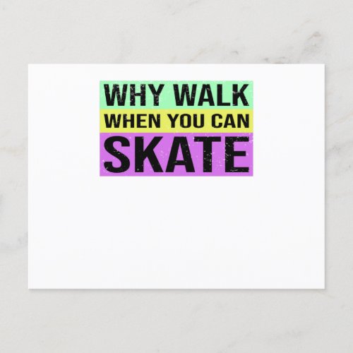 Roller Skating Colorful Retro Roller Skates Saying Postcard