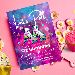 Roller Skating dessert donuts Birthday COLORFUL Invitation