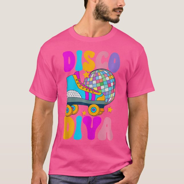 Roller Skating Disco Diva Skate Girl 70S T-Shirt (Front)