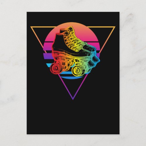 Roller Skating Disco Vaporwave Sunset Colorful Postcard