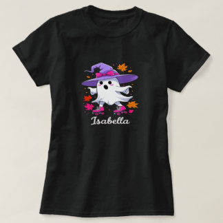 Roller Skating Ghost in Witch Hat – Cute Halloween T-Shirt
