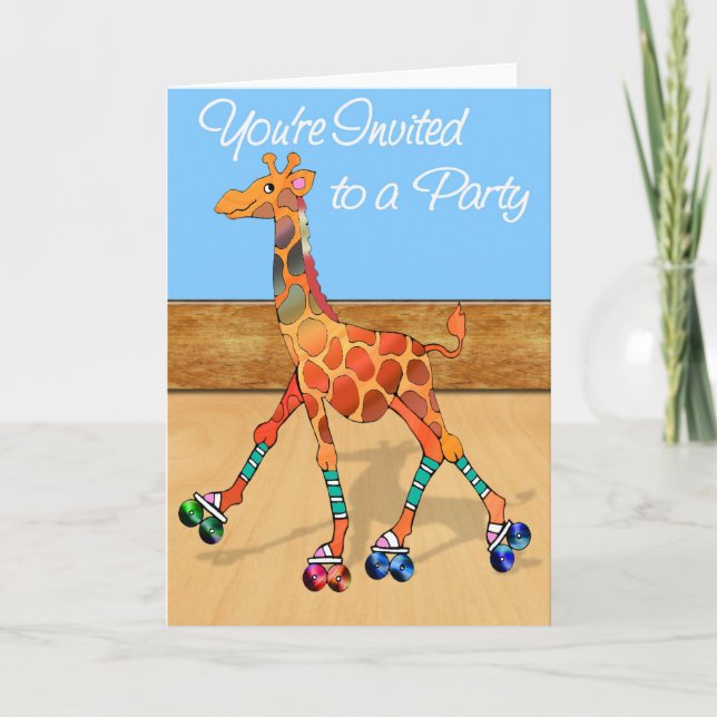 Roller Skating Giraffe at the Rink Invitation (Front)