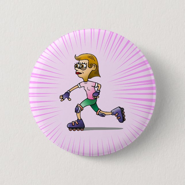 Roller Skating Girl Button (Front)