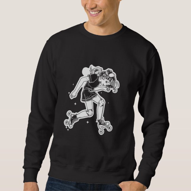 Roller Skating Girl Cartoon Look for Girls Sweatshirt (Front)