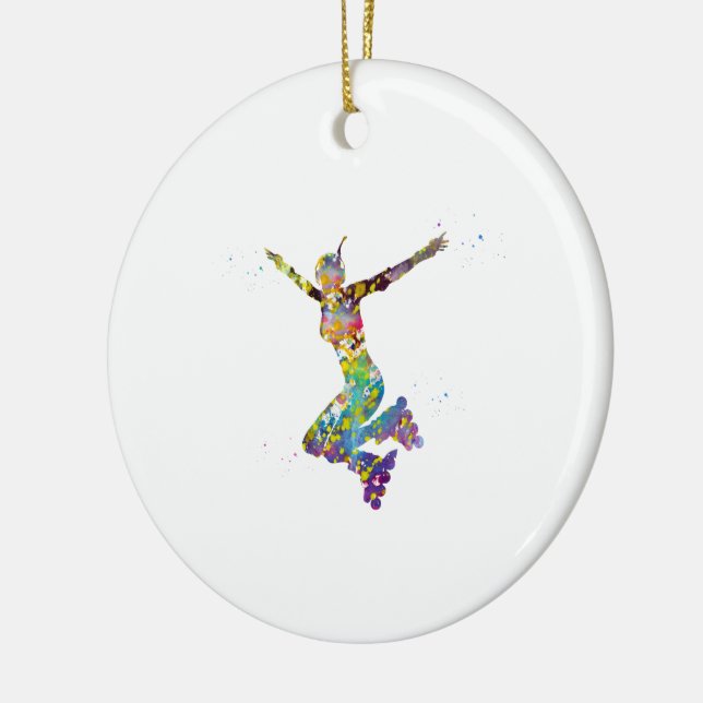 Roller skating girl ceramic ornament (Left)
