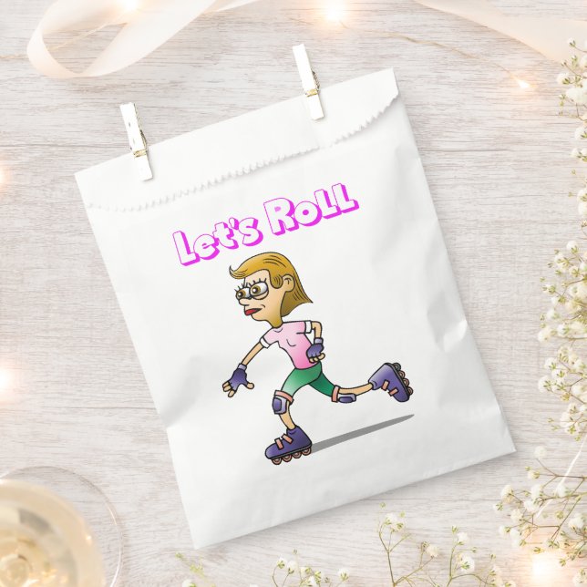 Roller Skating Girl Favor Bag (Clipped)