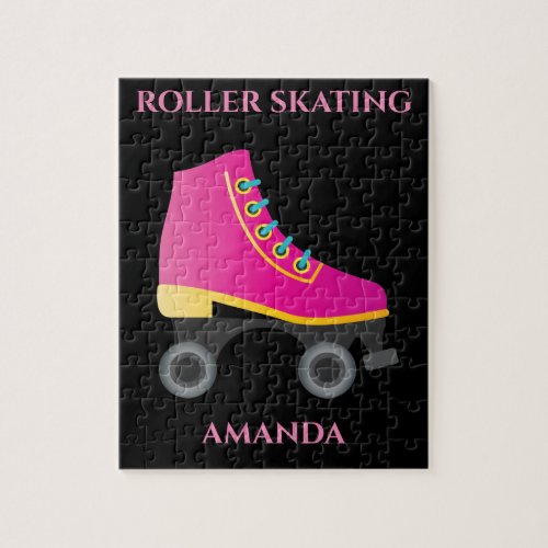 Roller skating girl puzzle with childs name