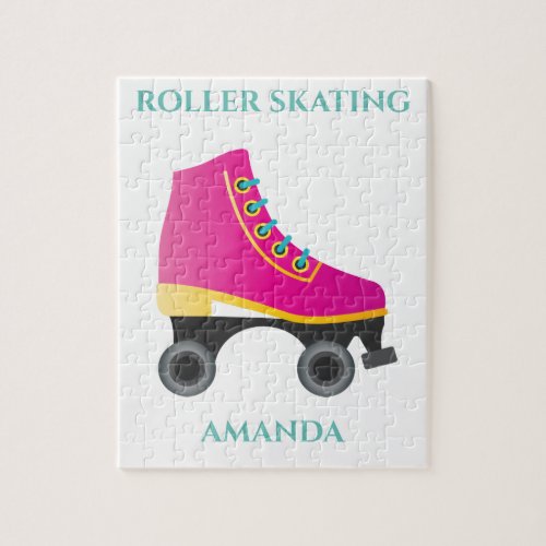 Roller skating girl puzzle with childs name