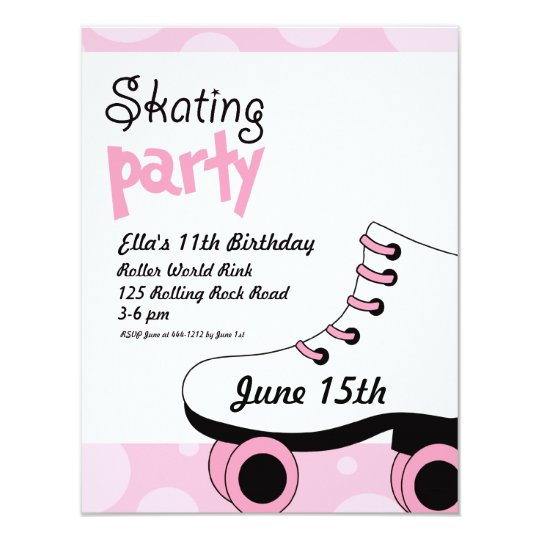 Roller Skating Girls Birthday Party Invite | Zazzle.com