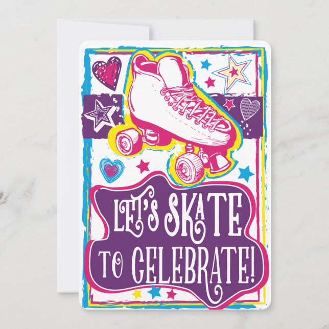 Roller Skating Girls Birthday Skate Rink Invites (Back)