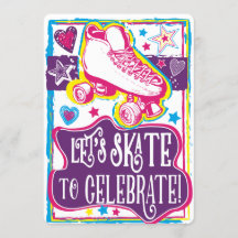 Roller Skating Girls Birthday Skate Rink Invites