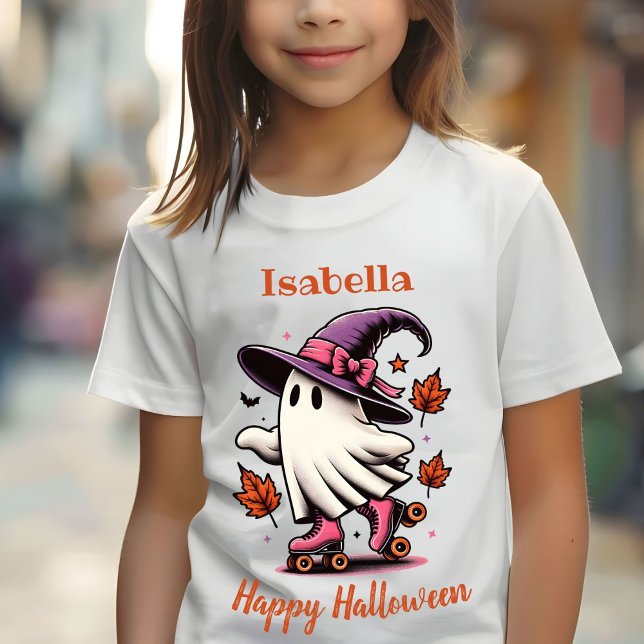 Roller Skating Halloween Cute Ghost Personalized  T-Shirt (Creator Uploaded)