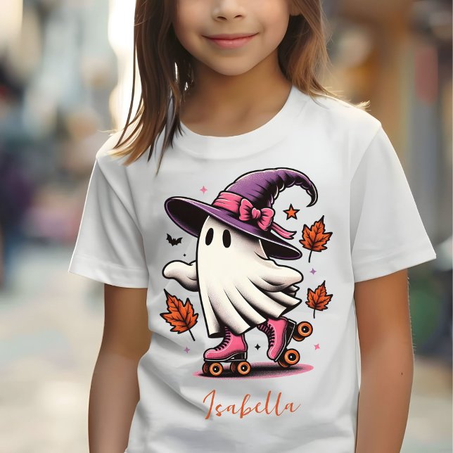 Roller Skating Halloween Cute Ghost Personalized  T-Shirt (Creator Uploaded)