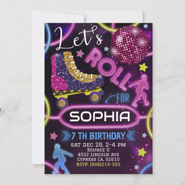 Roller Skating Invitation for Birthday Party (Front)