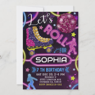 Roller Skating Invitation for Birthday Party
