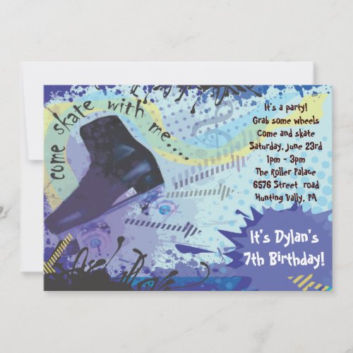 Roller Skating Invitation Happy Birthday Party
